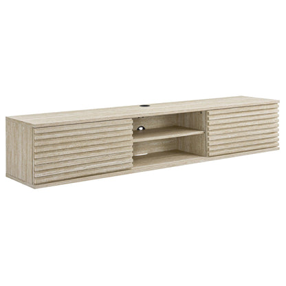 Render 70" Faux Travertine Wall-Mount Media Console TV Stand by Modway FredCo