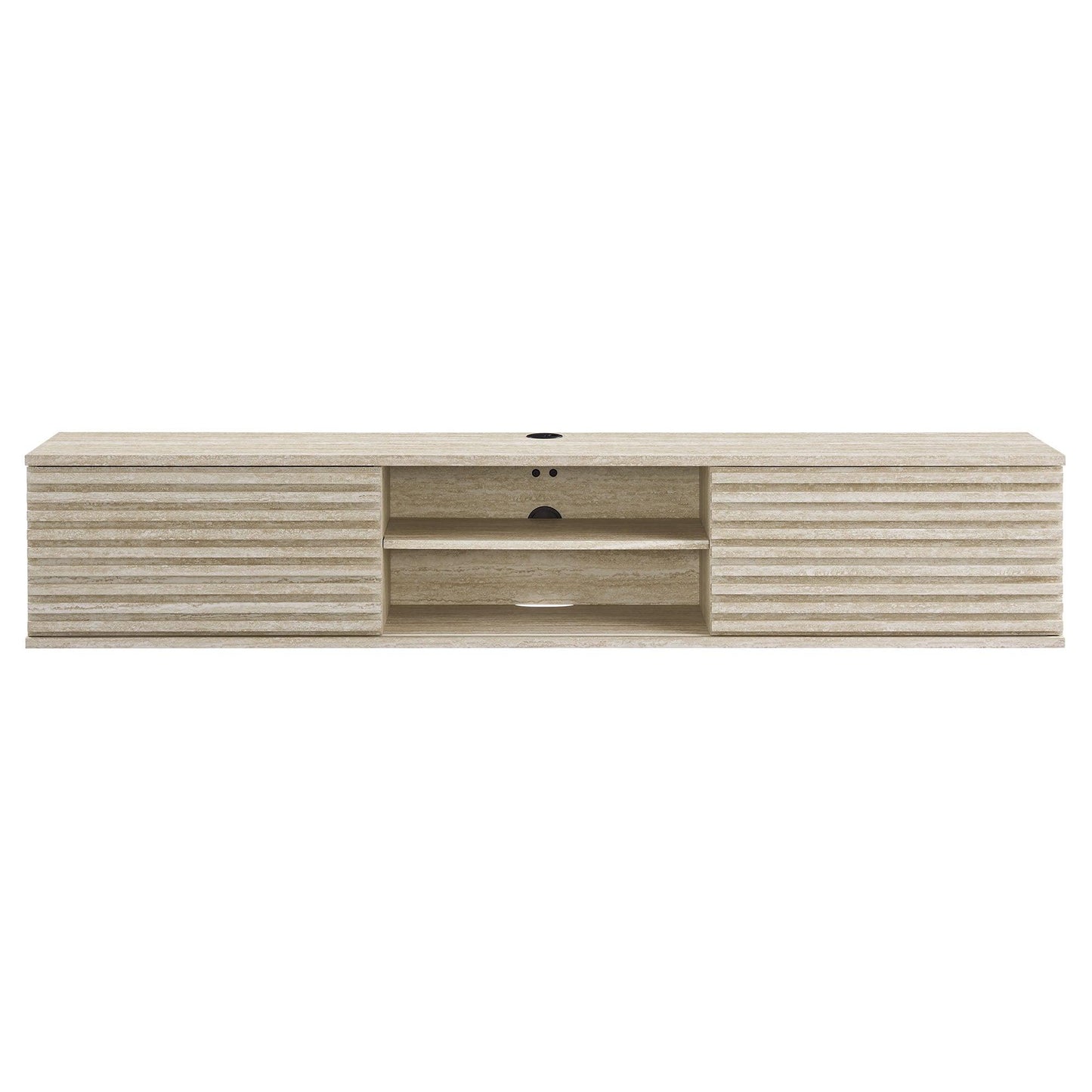 Render 70" Faux Travertine Wall-Mount Media Console TV Stand by Modway FredCo