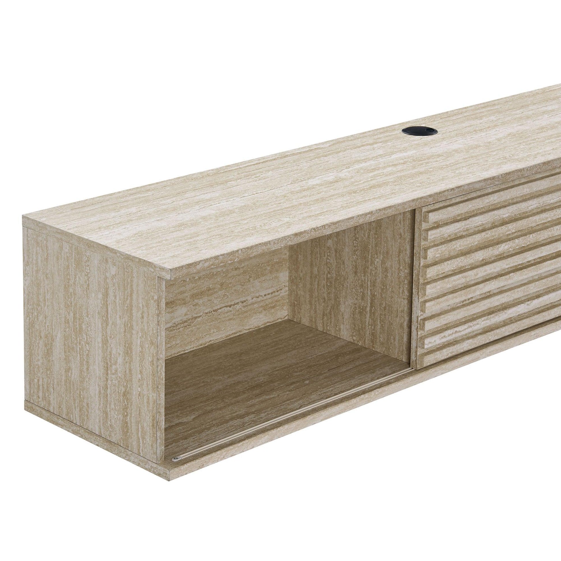 Render 70" Faux Travertine Wall-Mount Media Console TV Stand by Modway FredCo