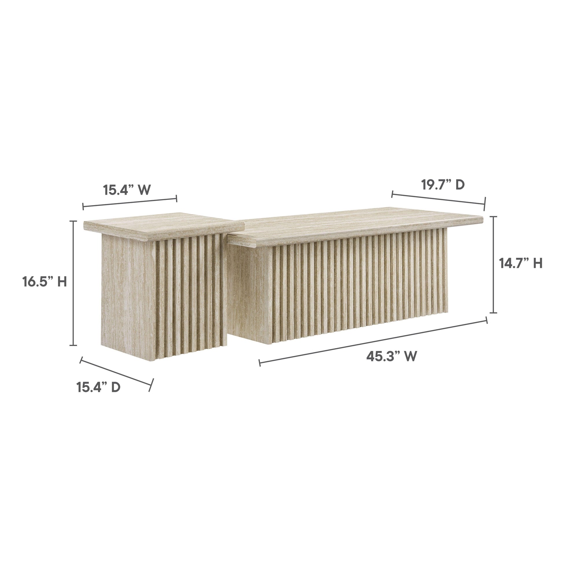Render Nesting Faux Travertine Coffee Tables Set of 2 by Modway FredCo