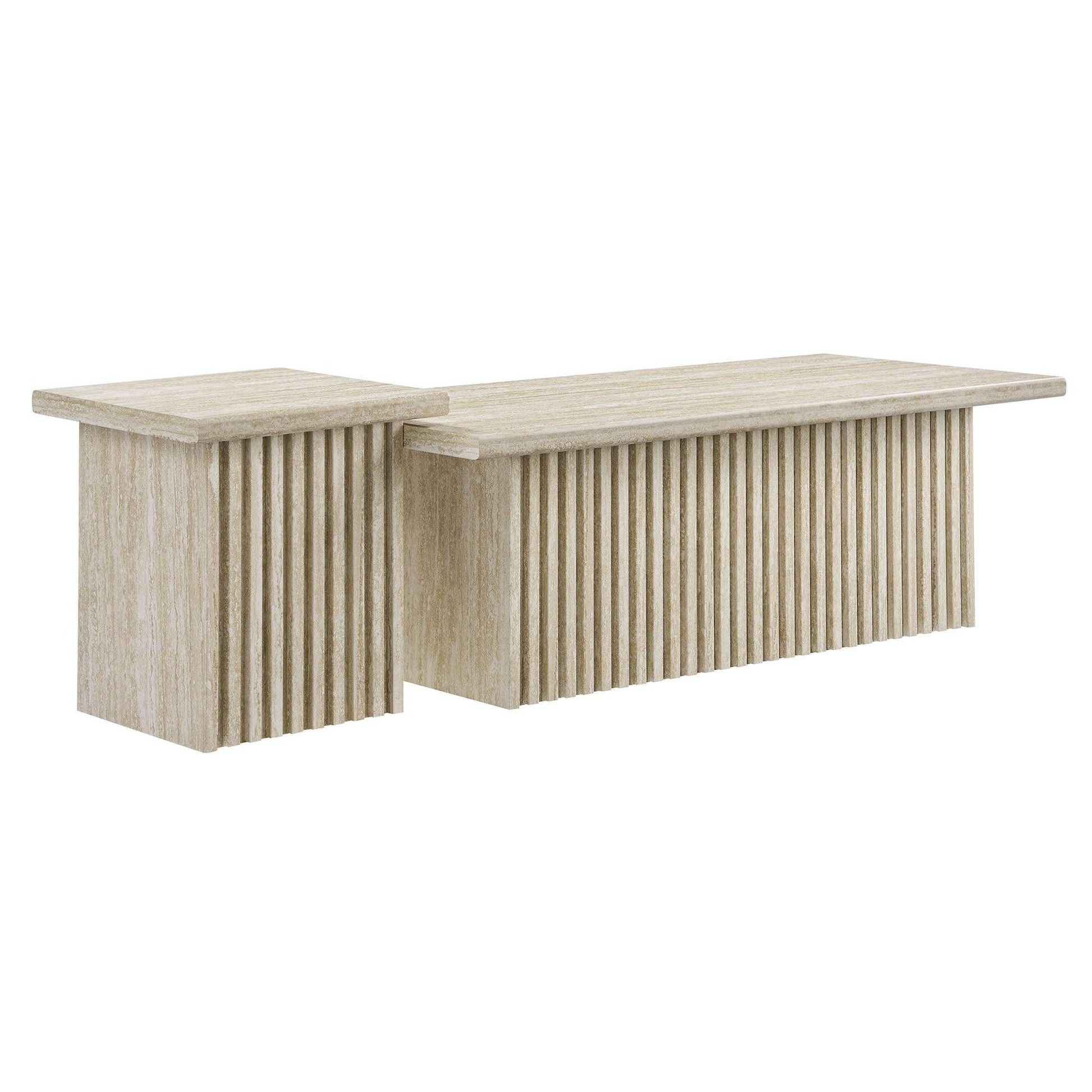 Render Nesting Faux Travertine Coffee Tables Set of 2 by Modway FredCo