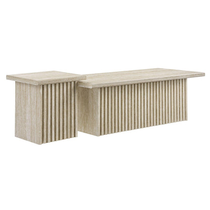 Render Nesting Faux Travertine Coffee Tables Set of 2 by Modway FredCo