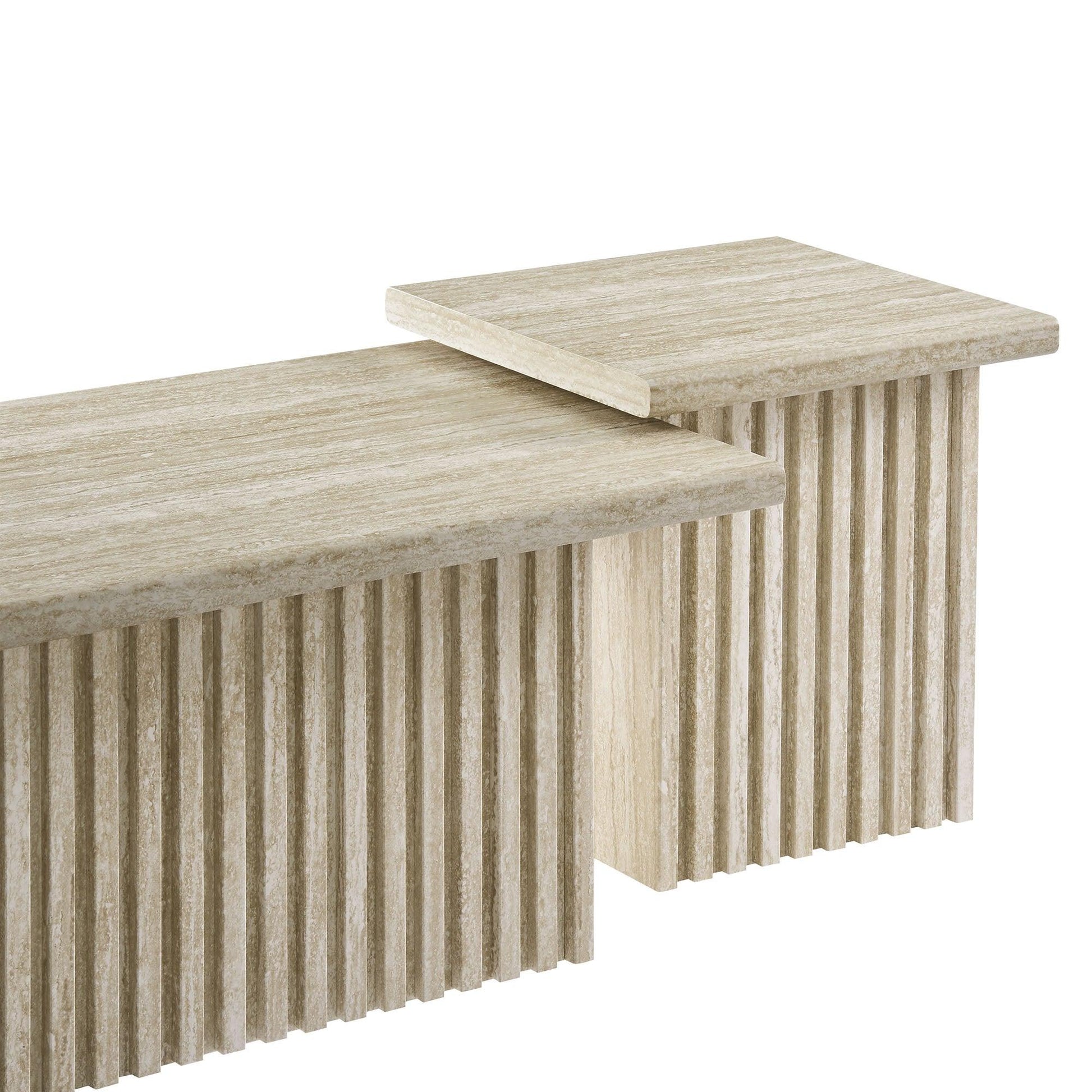 Render Nesting Faux Travertine Coffee Tables Set of 2 by Modway FredCo