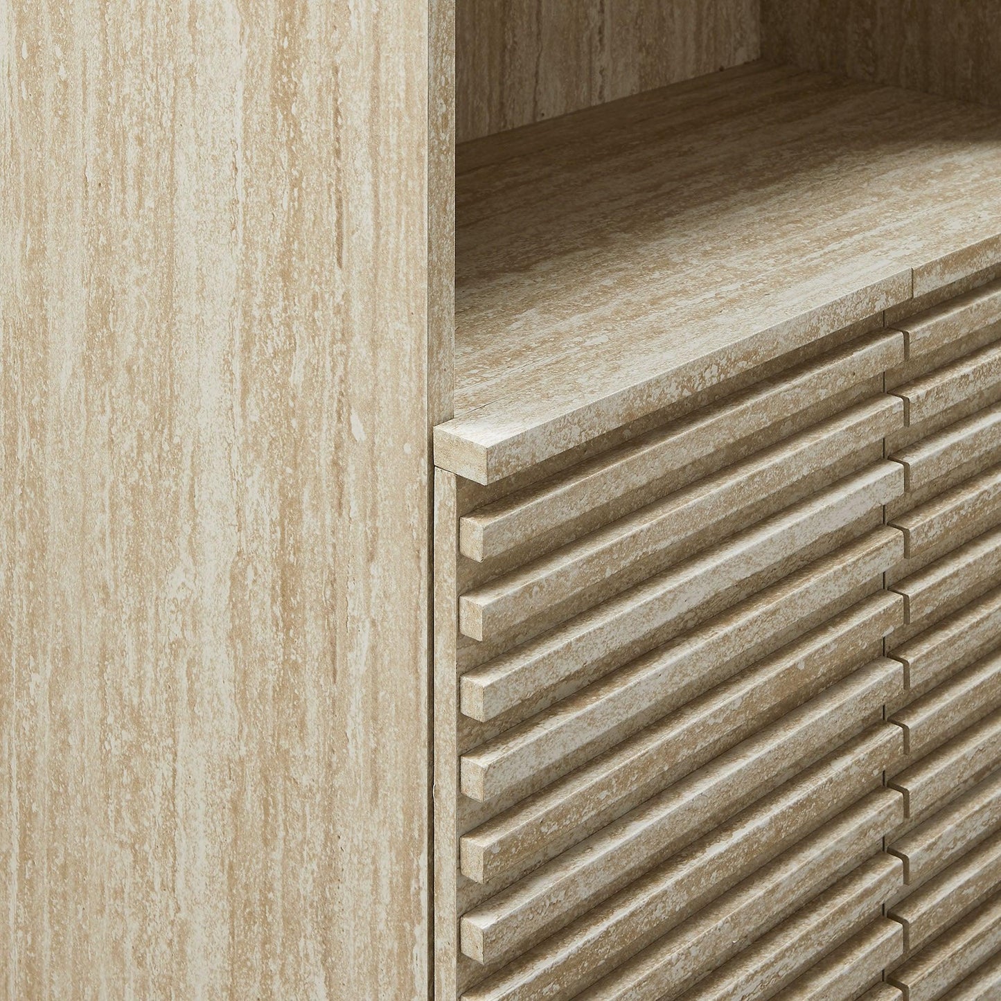 Render Tall Faux Travertine Linen Storage Cabinet by Modway FredCo