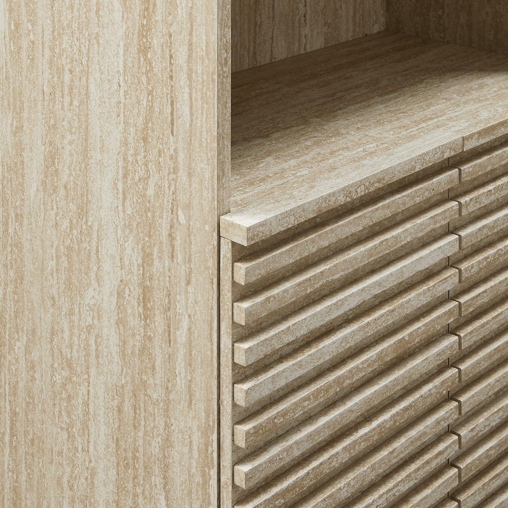 Render Tall Faux Travertine Linen Storage Cabinet by Modway FredCo