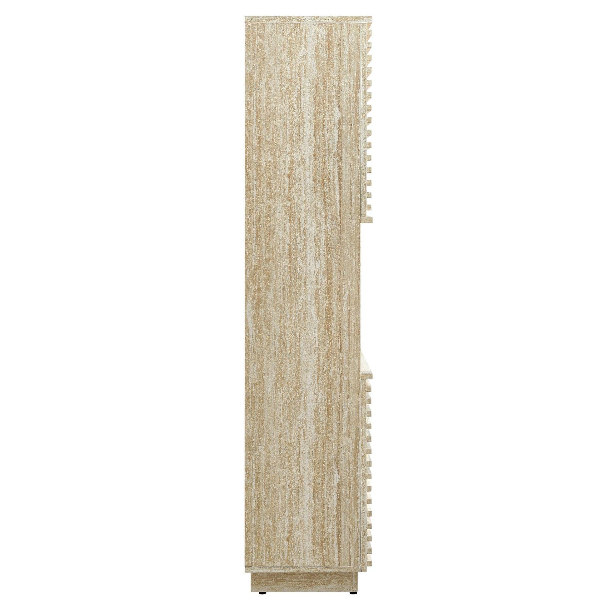 Render Tall Faux Travertine Linen Storage Cabinet by Modway FredCo
