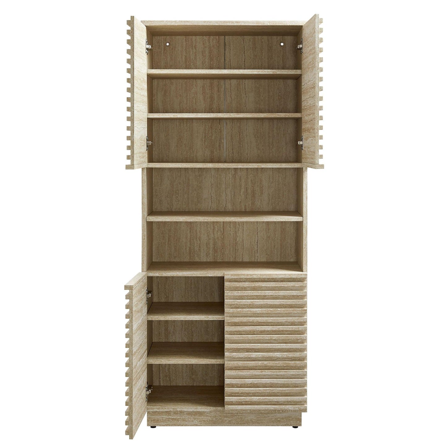 Render Tall Faux Travertine Linen Storage Cabinet by Modway FredCo