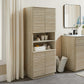 Render Tall Faux Travertine Linen Storage Cabinet by Modway FredCo