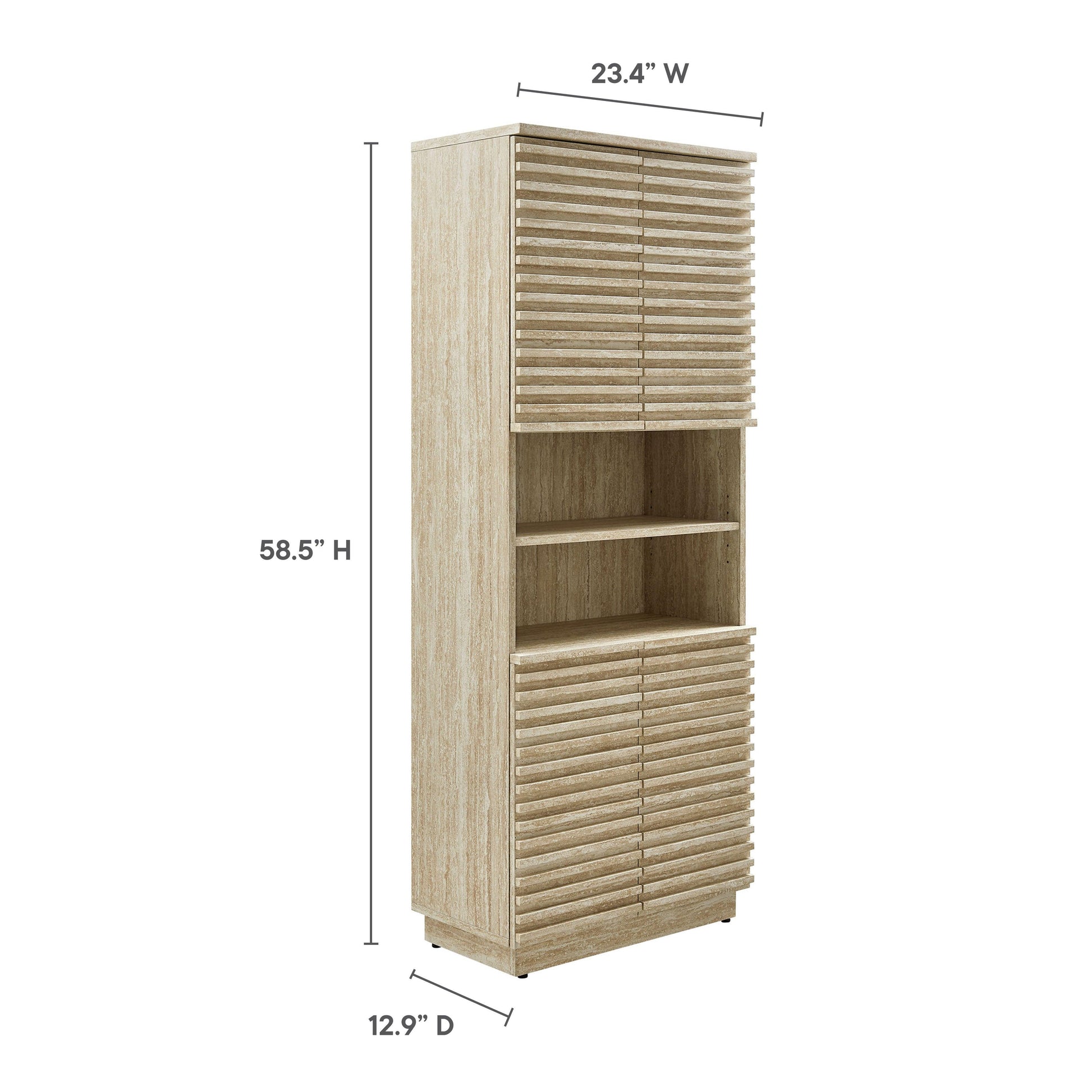 Render Tall Faux Travertine Linen Storage Cabinet by Modway FredCo