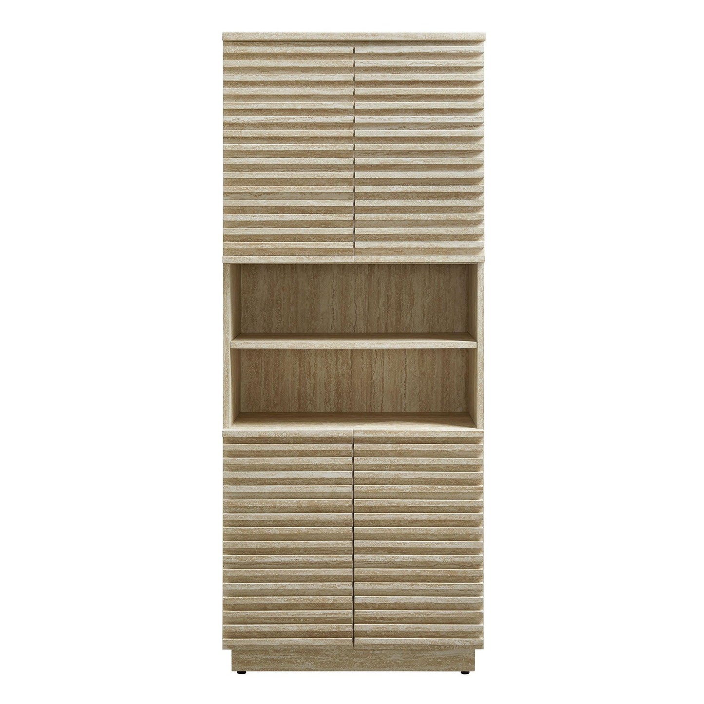 Render Tall Faux Travertine Linen Storage Cabinet by Modway FredCo