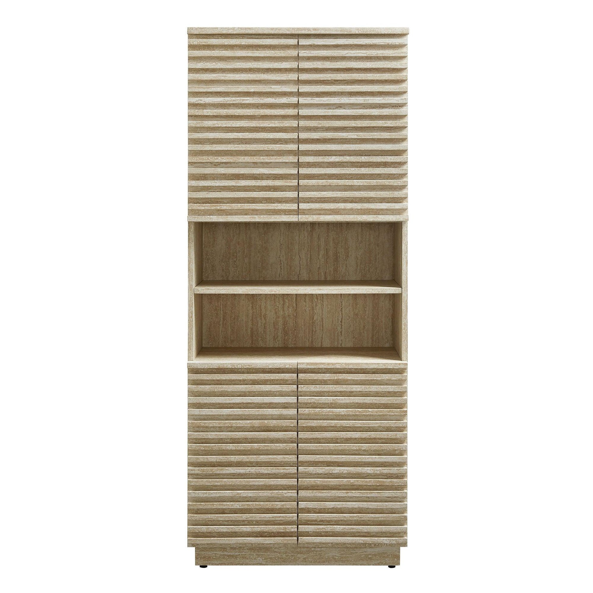 Render Tall Faux Travertine Linen Storage Cabinet by Modway FredCo