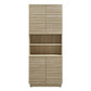 Render Tall Faux Travertine Linen Storage Cabinet by Modway FredCo