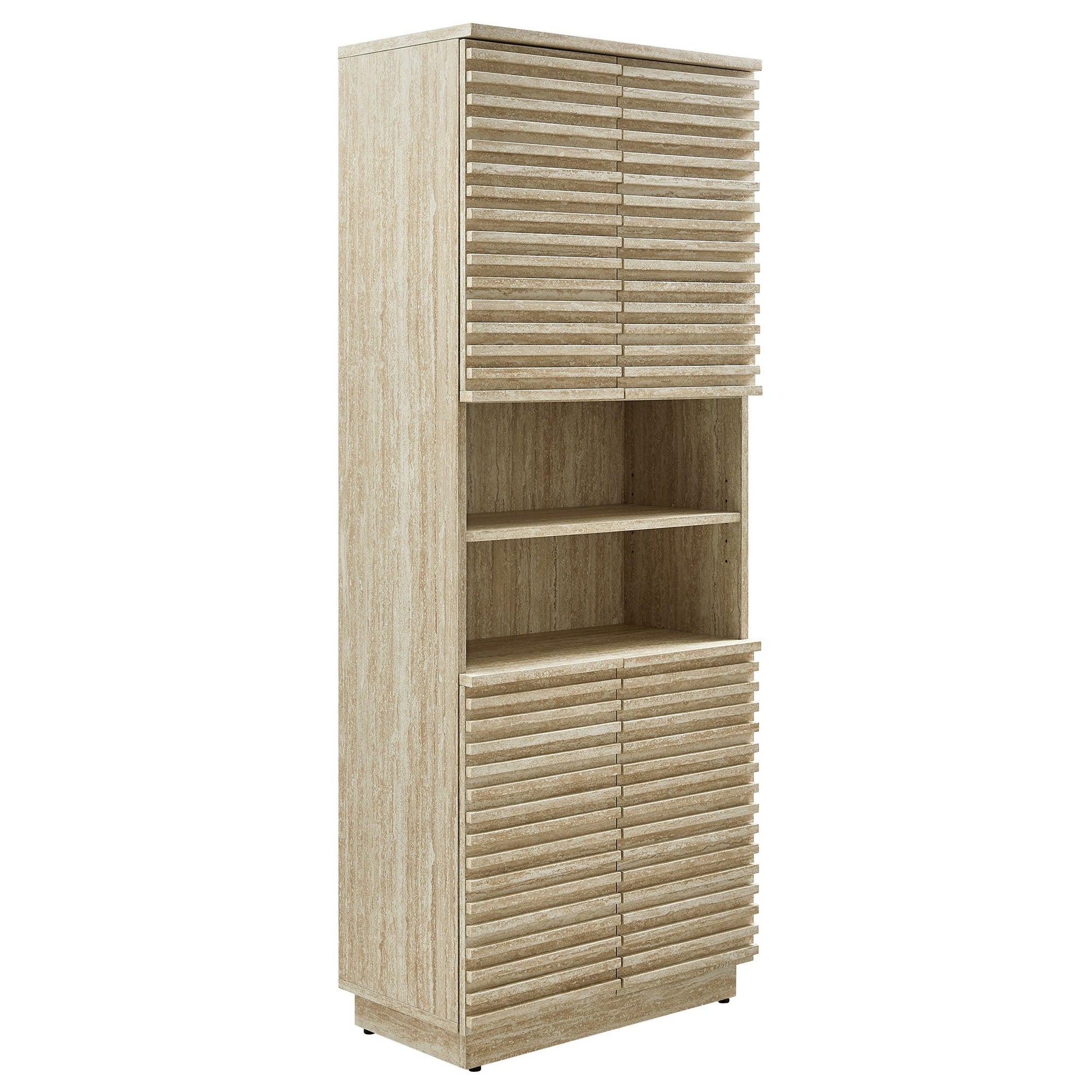 Render Tall Faux Travertine Linen Storage Cabinet by Modway FredCo