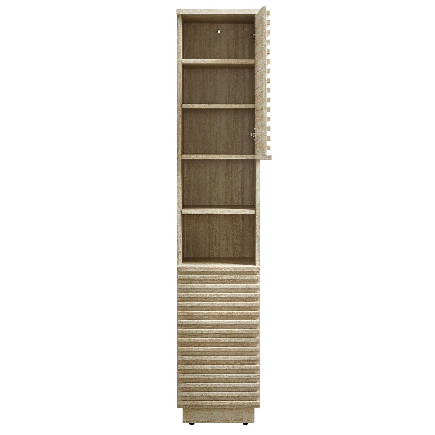 Render Tall Narrow Faux Travertine Linen Storage Cabinet by Modway FredCo
