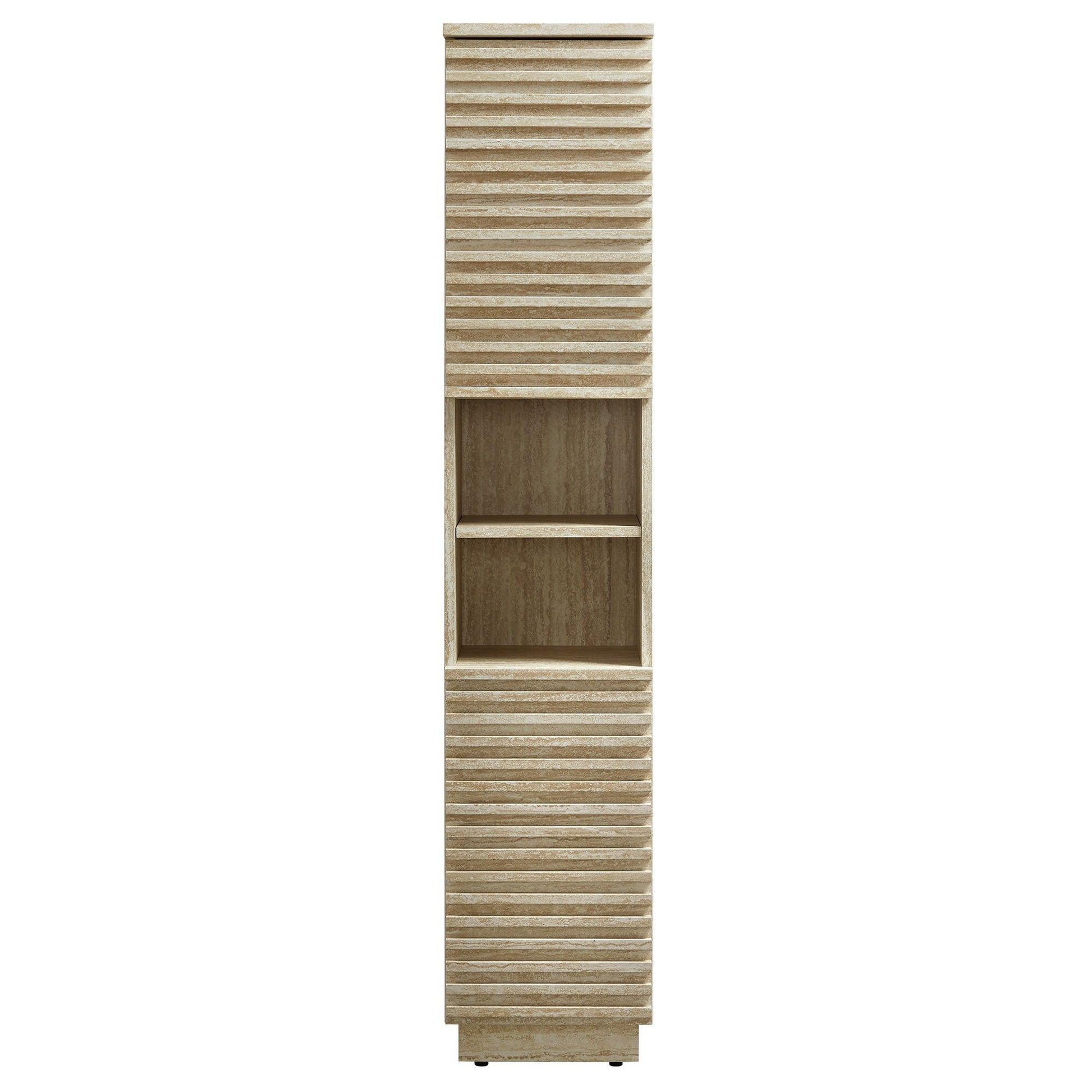 Render Tall Narrow Faux Travertine Linen Storage Cabinet by Modway FredCo