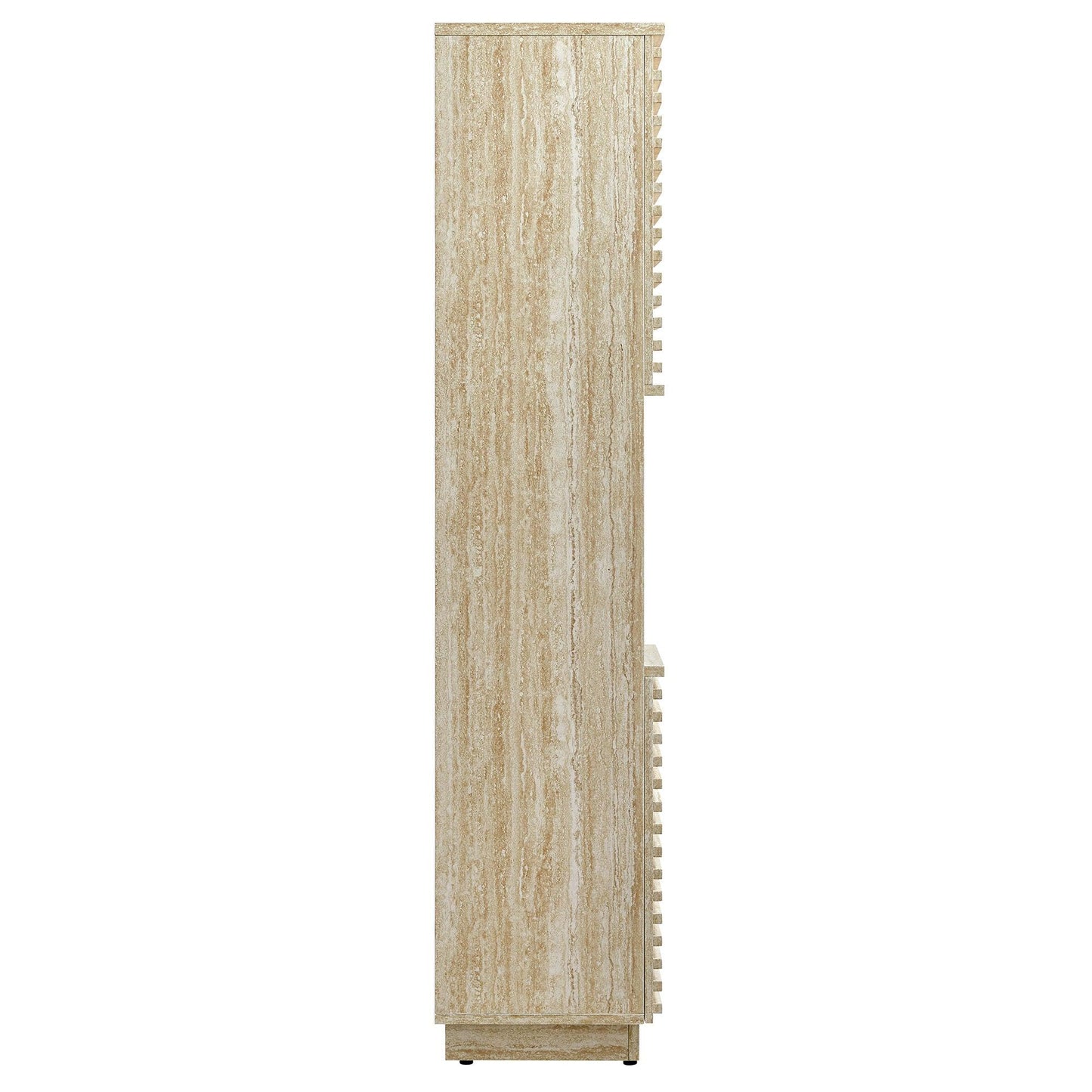 Render Tall Narrow Faux Travertine Linen Storage Cabinet by Modway FredCo