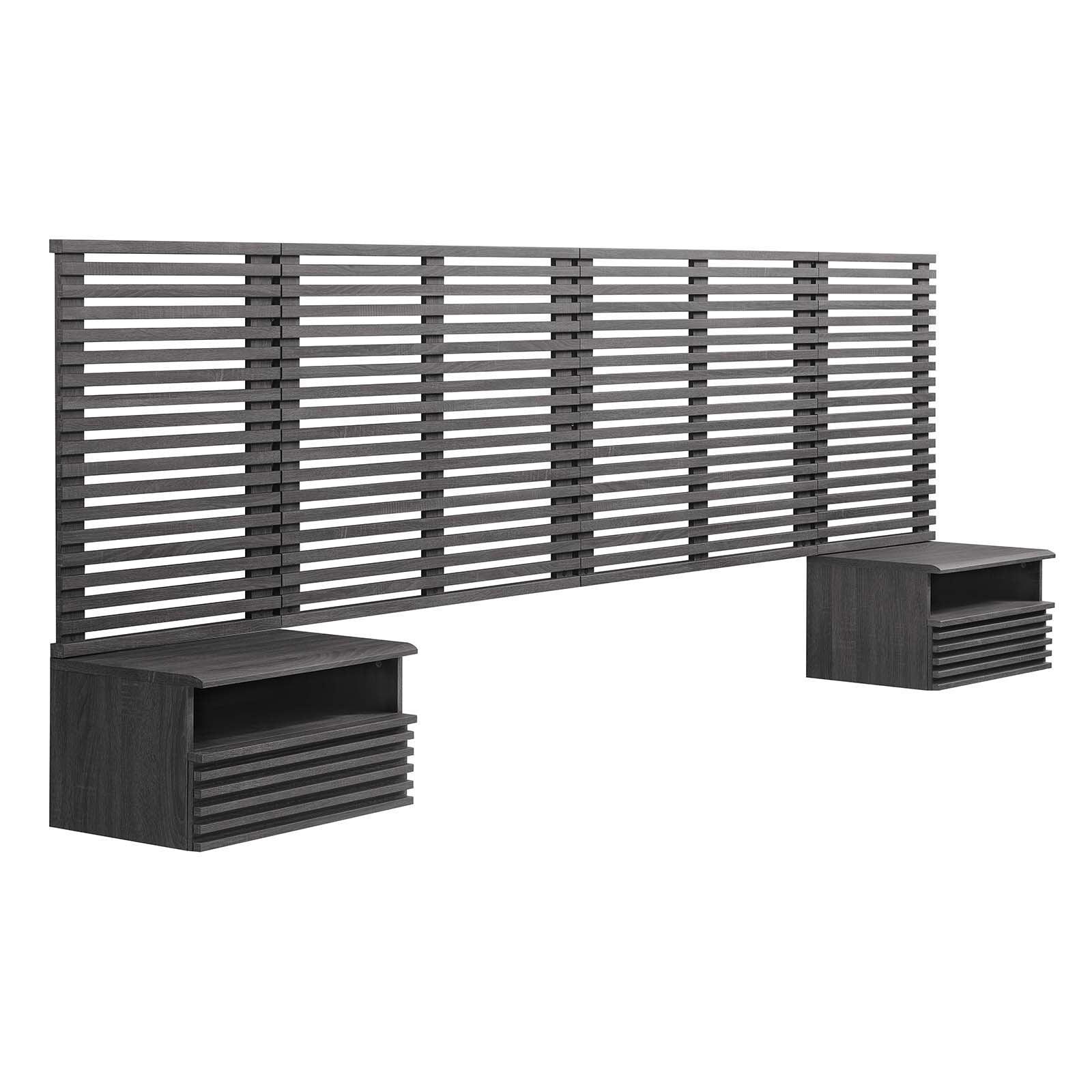 Render Wall Mount King Headboard and Modern Nightstands, MOD-7117 FredCo