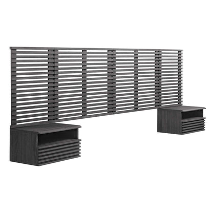 Render Wall Mount King Headboard and Modern Nightstands, MOD-7117 FredCo