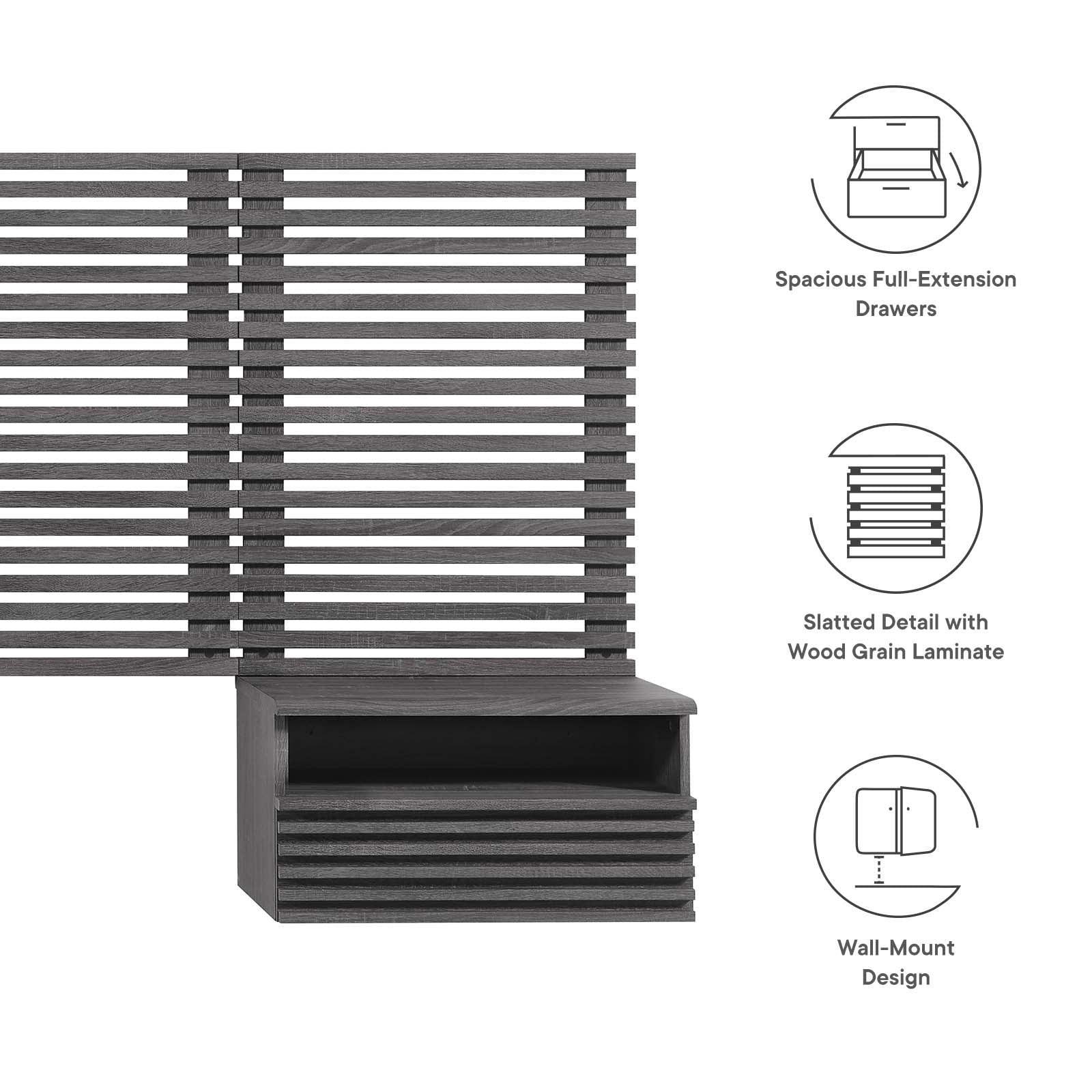 Render Wall Mount King Headboard and Modern Nightstands, MOD-7117 FredCo