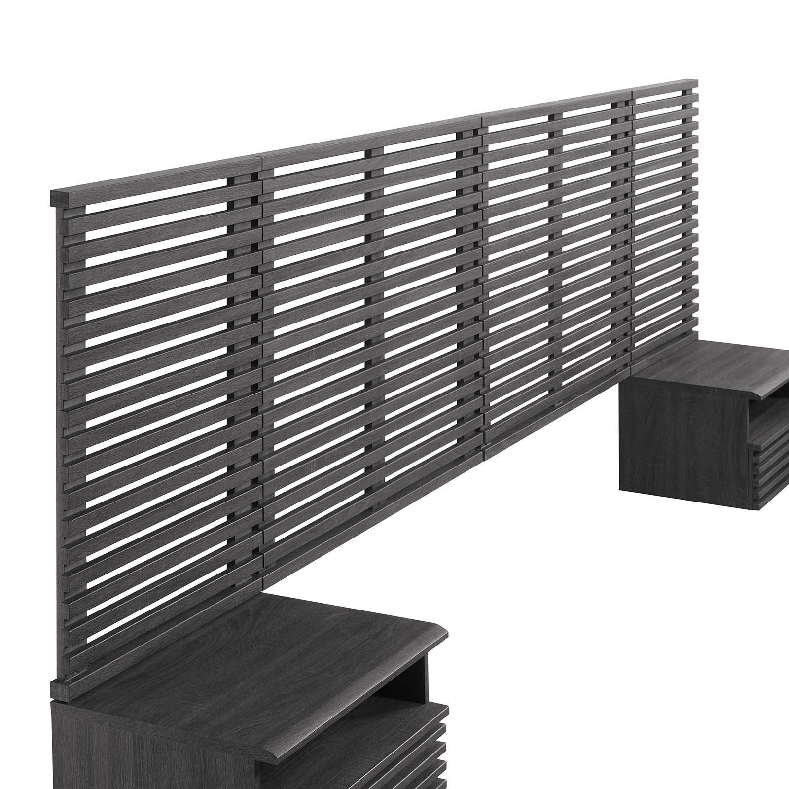 Render Wall Mount King Headboard and Modern Nightstands, MOD-7117 FredCo
