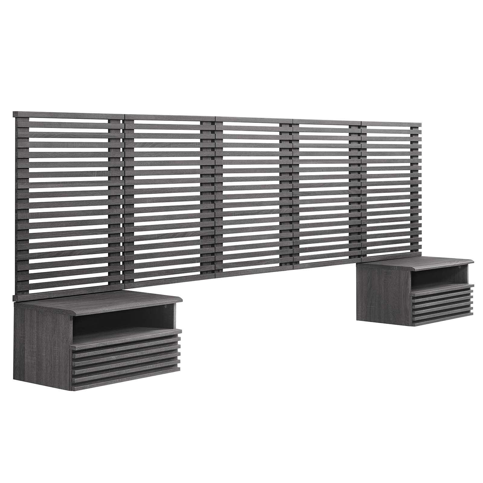 Render Wall Mount Queen Headboard and Modern Nightstands, MOD-7116 FredCo