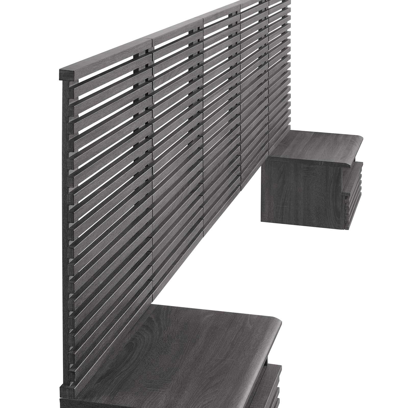 Render Wall Mount Queen Headboard and Modern Nightstands, MOD-7116 FredCo