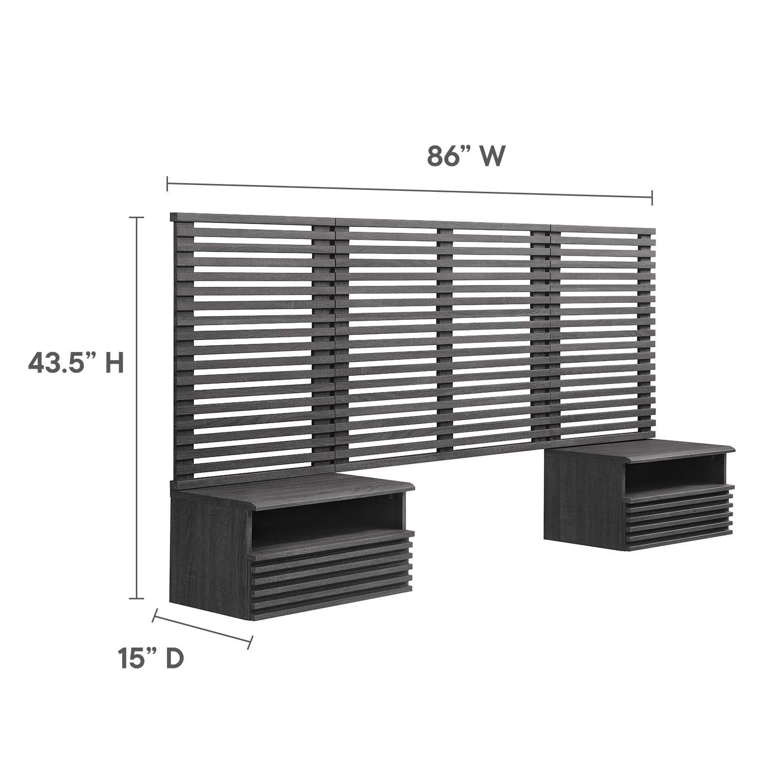 Render Wall Mount Twin Headboard and Modern Nightstands, MOD-7115 FredCo