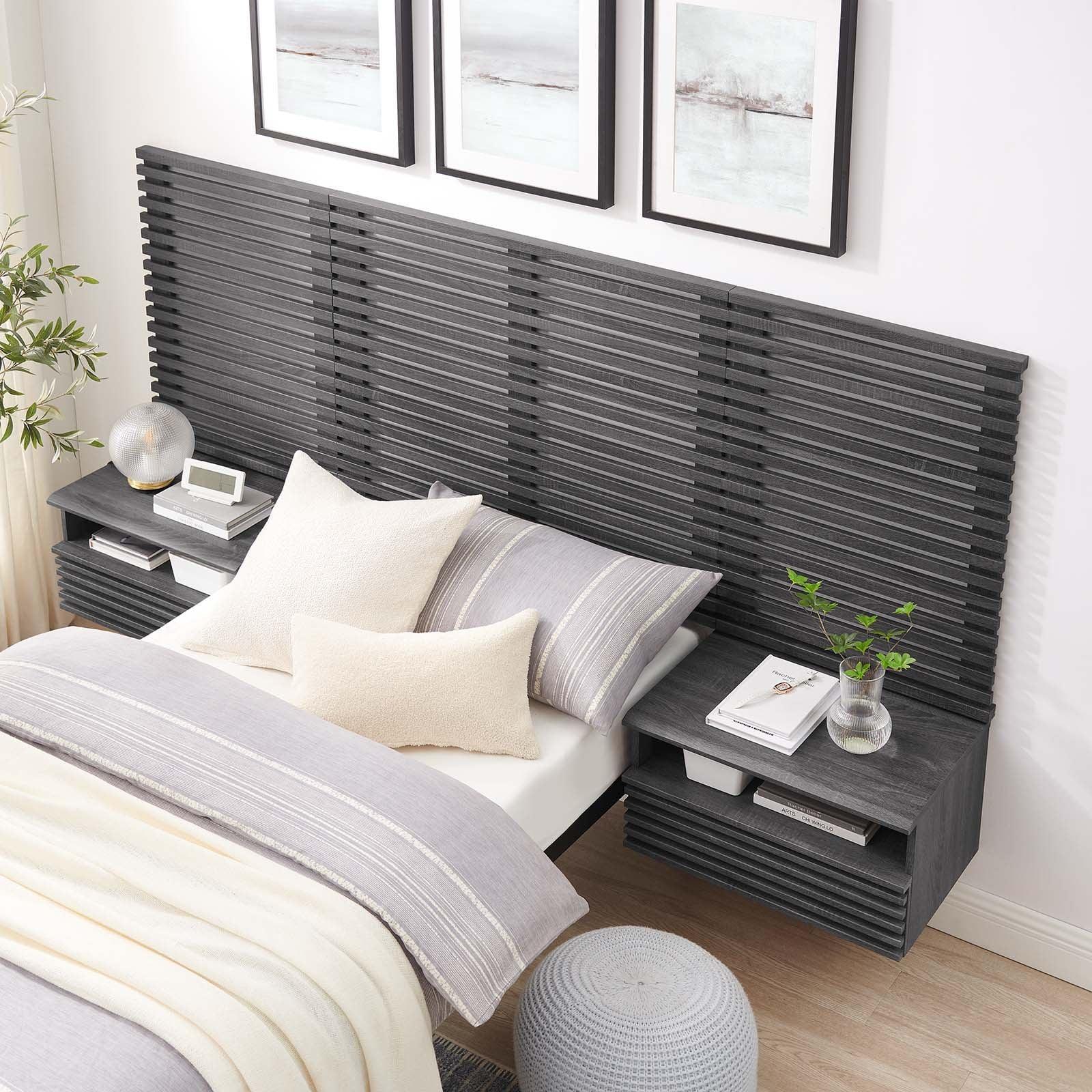 Render Wall Mount Twin Headboard and Modern Nightstands, MOD-7115 FredCo