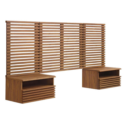 Render Wall Mount Twin Headboard and Modern Nightstands, MOD-7115 FredCo