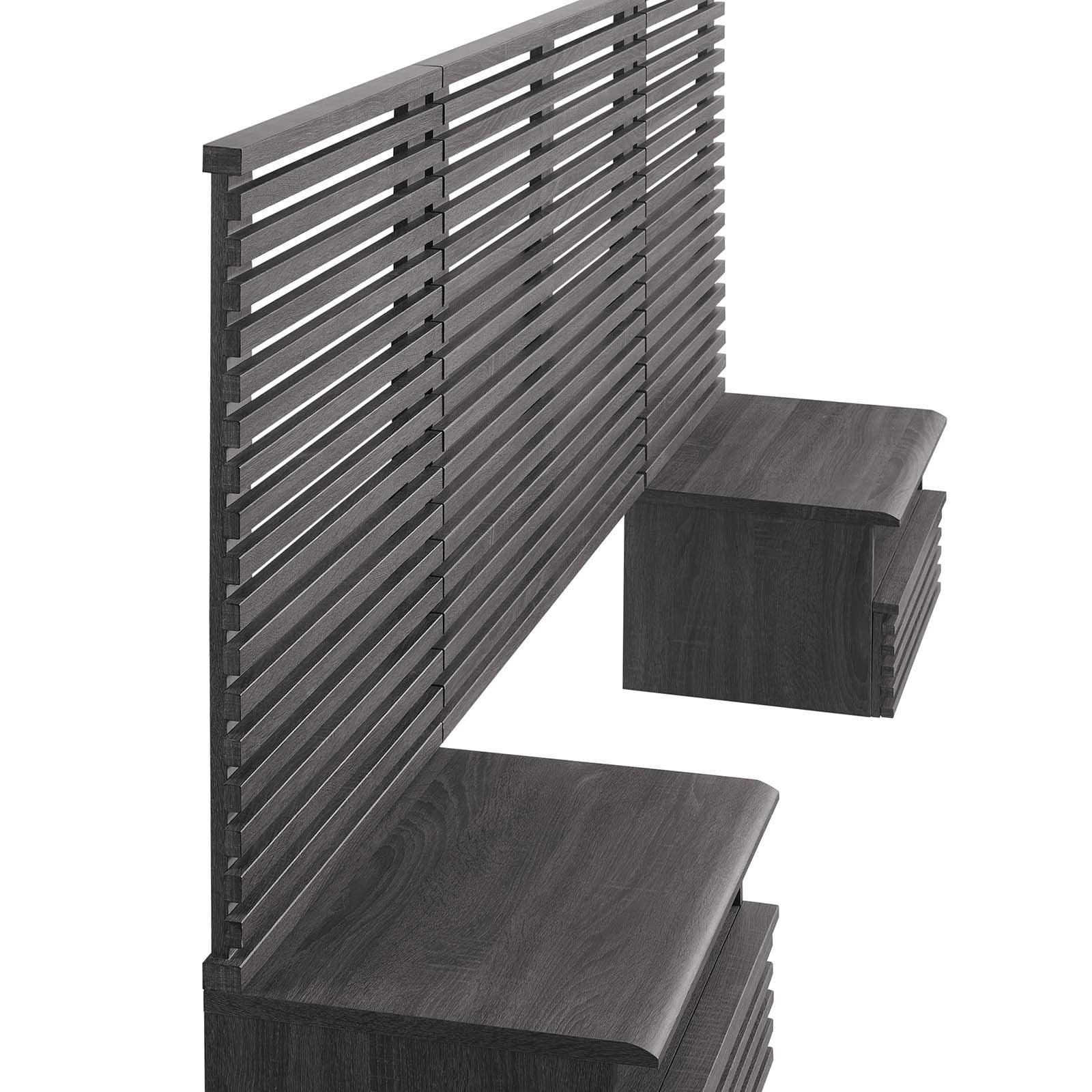 Render Wall Mount Twin Headboard and Modern Nightstands, MOD-7115 FredCo