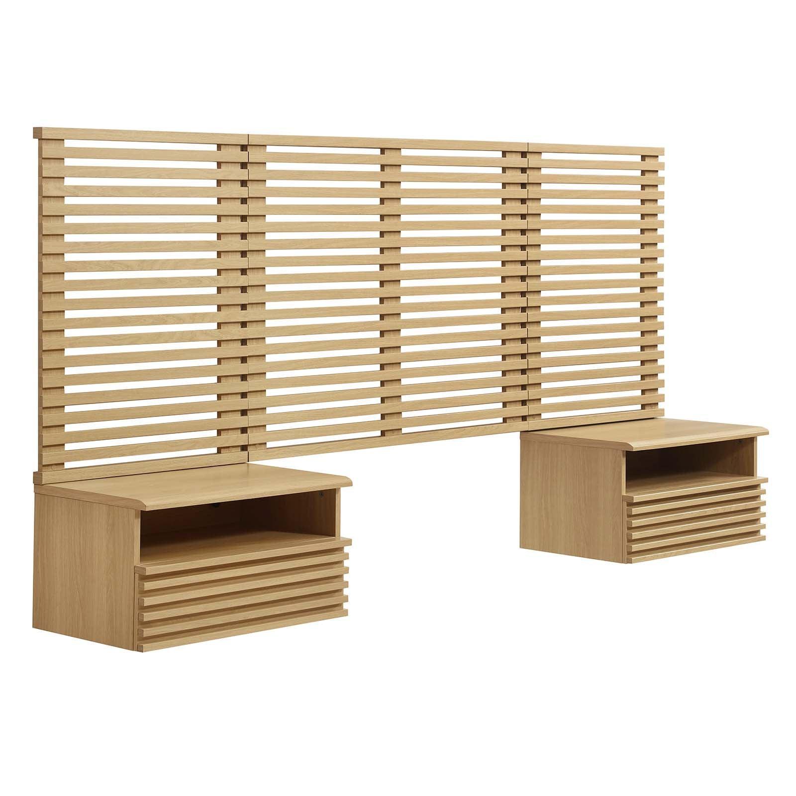 Render Wall Mount Twin Headboard and Modern Nightstands, MOD-7115 FredCo