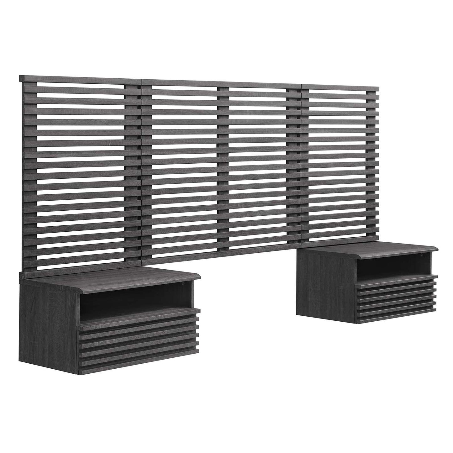 Render Wall Mount Twin Headboard and Modern Nightstands, MOD-7115 FredCo