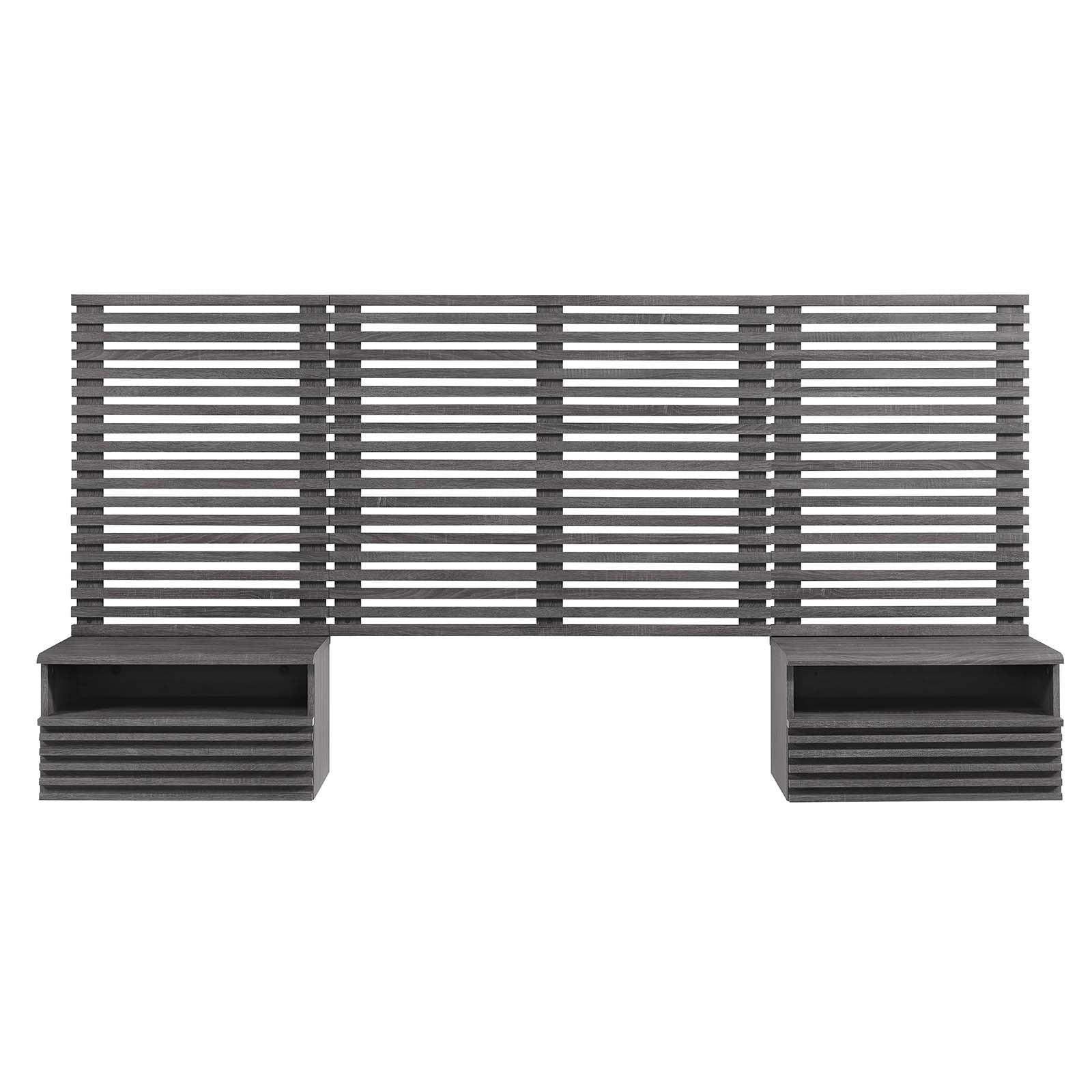 Render Wall Mount Twin Headboard and Modern Nightstands, MOD-7115 FredCo