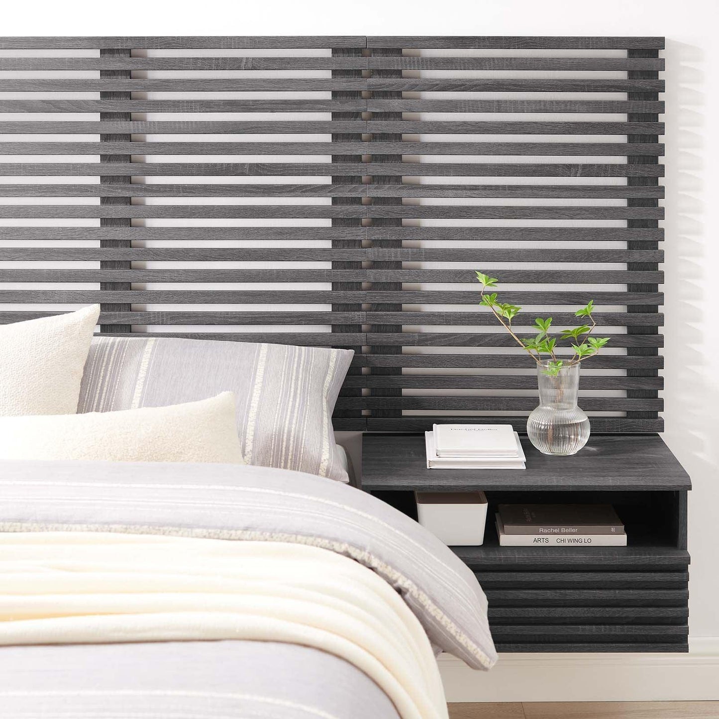 Render Wall Mount Twin Headboard and Modern Nightstands, MOD-7115 FredCo