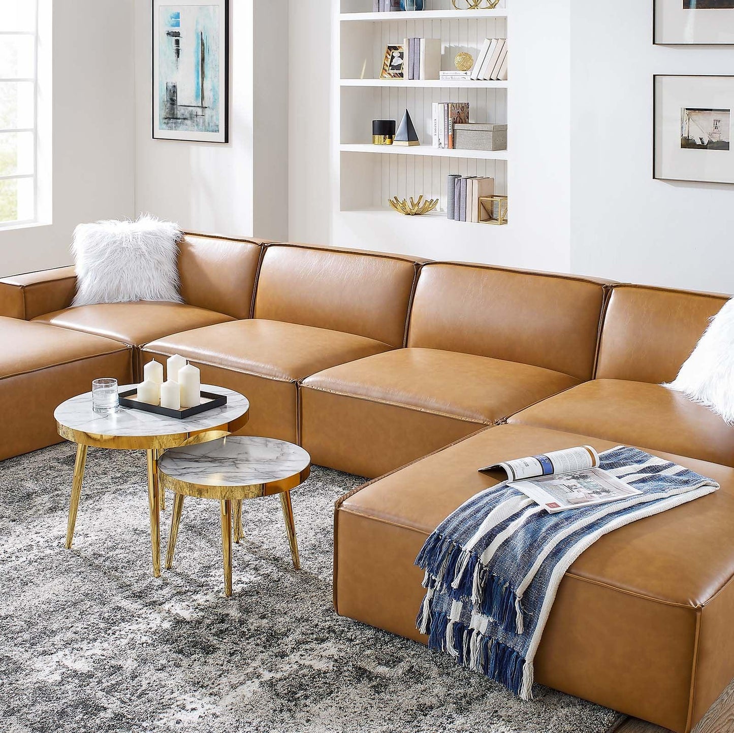Restore 6-Piece Vegan Leather Sectional Sofa, EEI-4713 FredCo