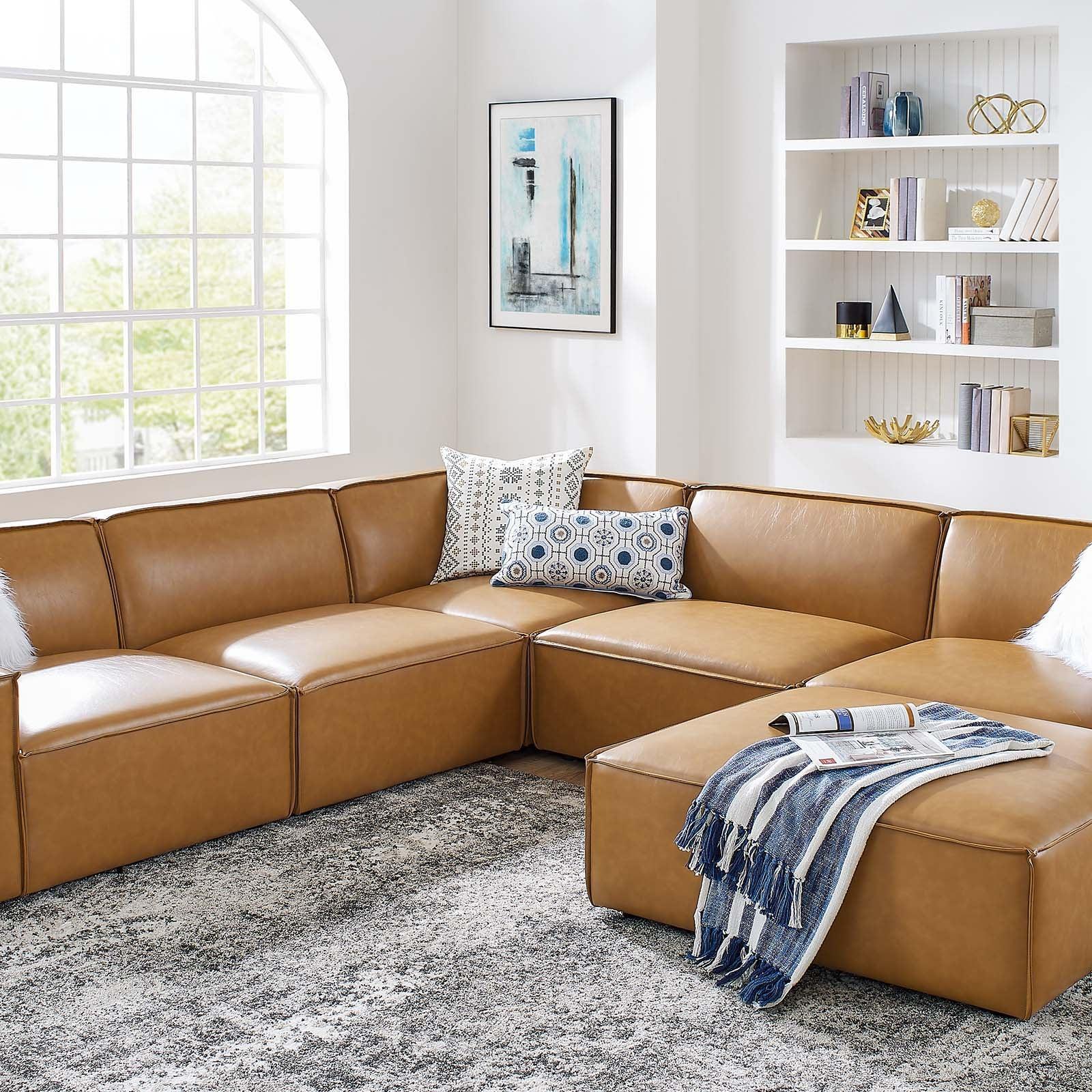 Restore 6-Piece Vegan Leather Sectional Sofa, EEI-4714 FredCo