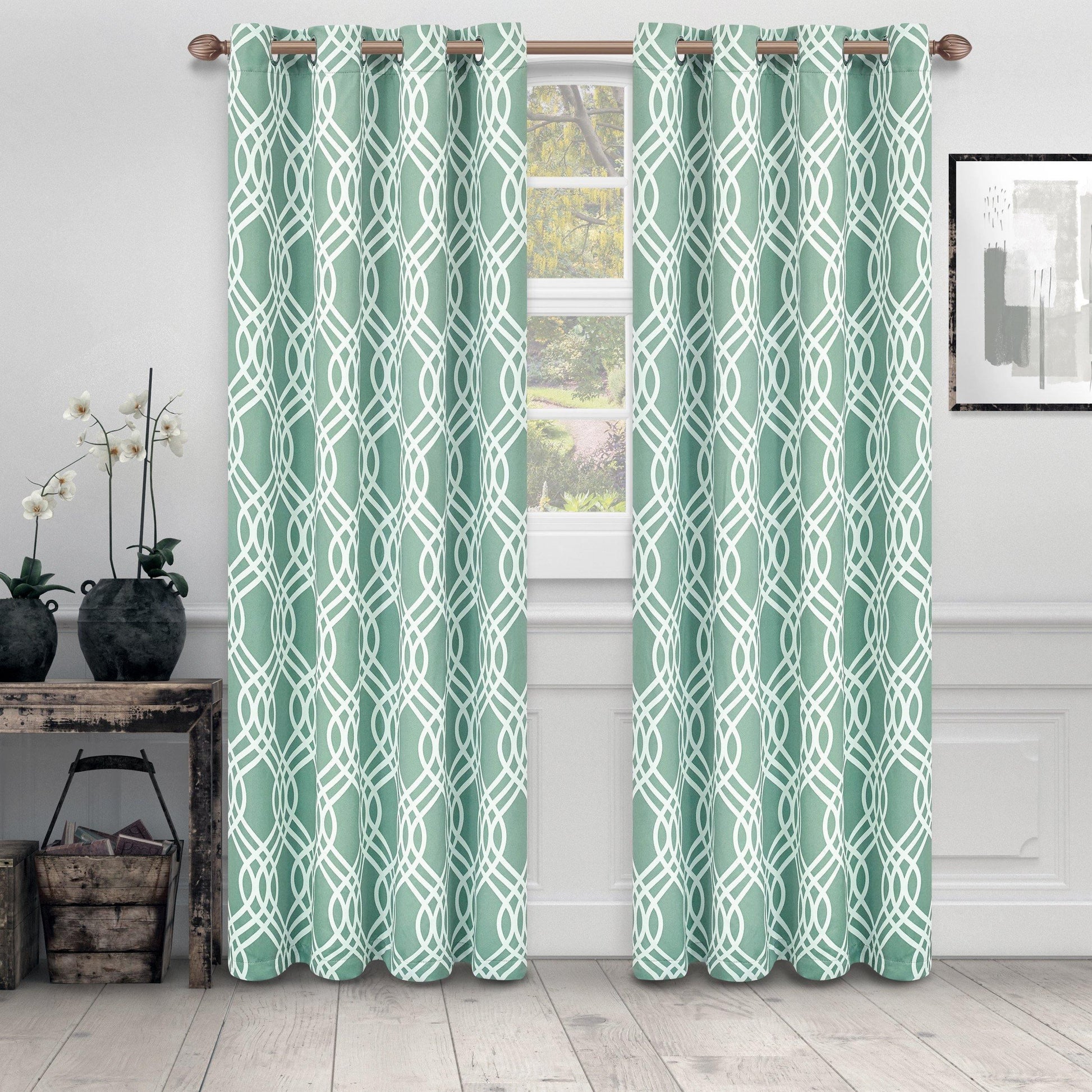 Ribbon Room Darkening Noise Reducing Thermal Blackout Curtain Set FredCo