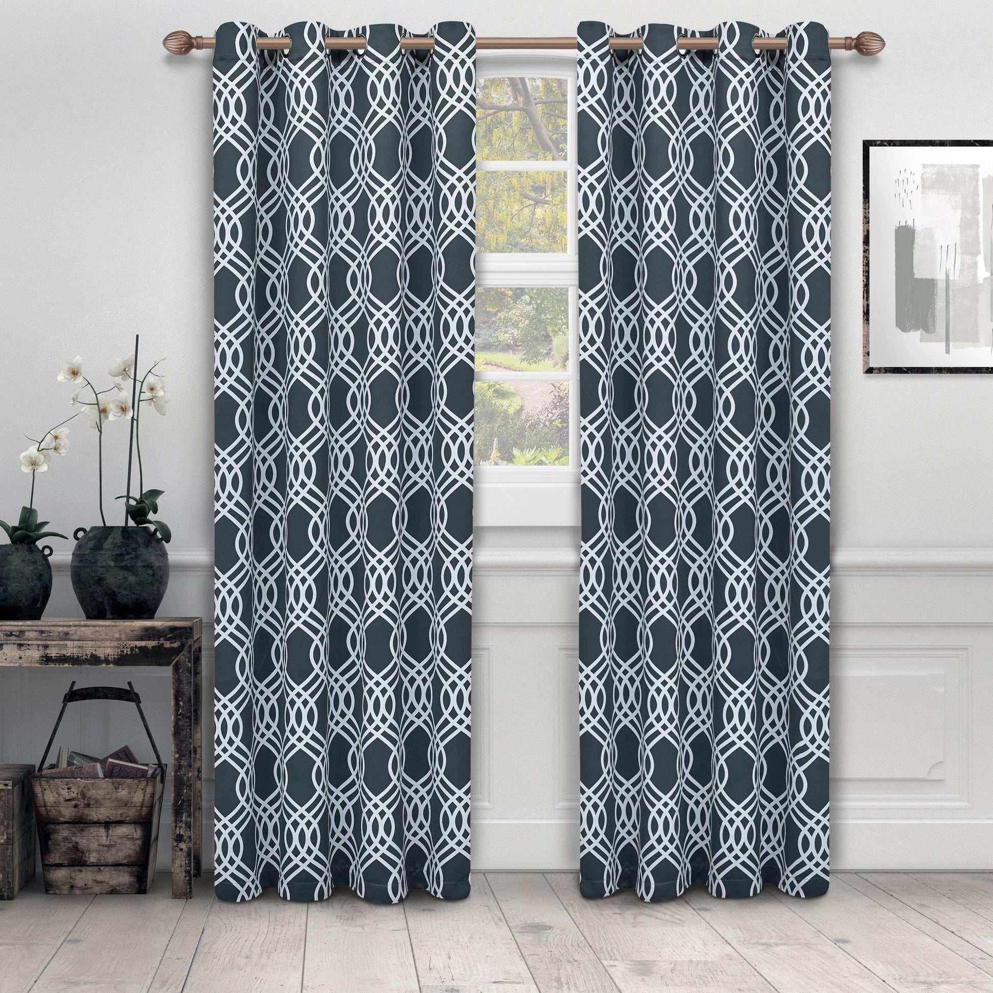 Ribbon Room Darkening Noise Reducing Thermal Blackout Curtain Set FredCo