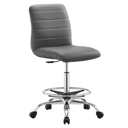 Ripple Armless Vegan Leather Drafting Chair, EEI-4980 FredCo