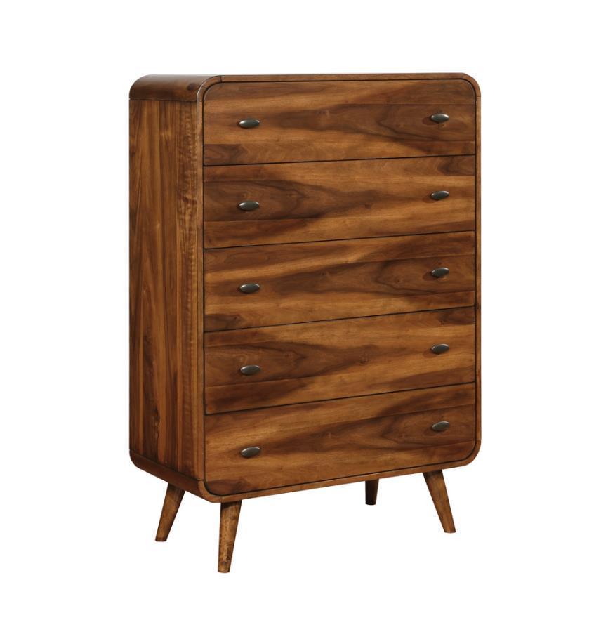 Robyn Bedroom Set with Upholstered Tufted Headboard Dark Walnut Coaster Queen, 5 Piece FredCo
