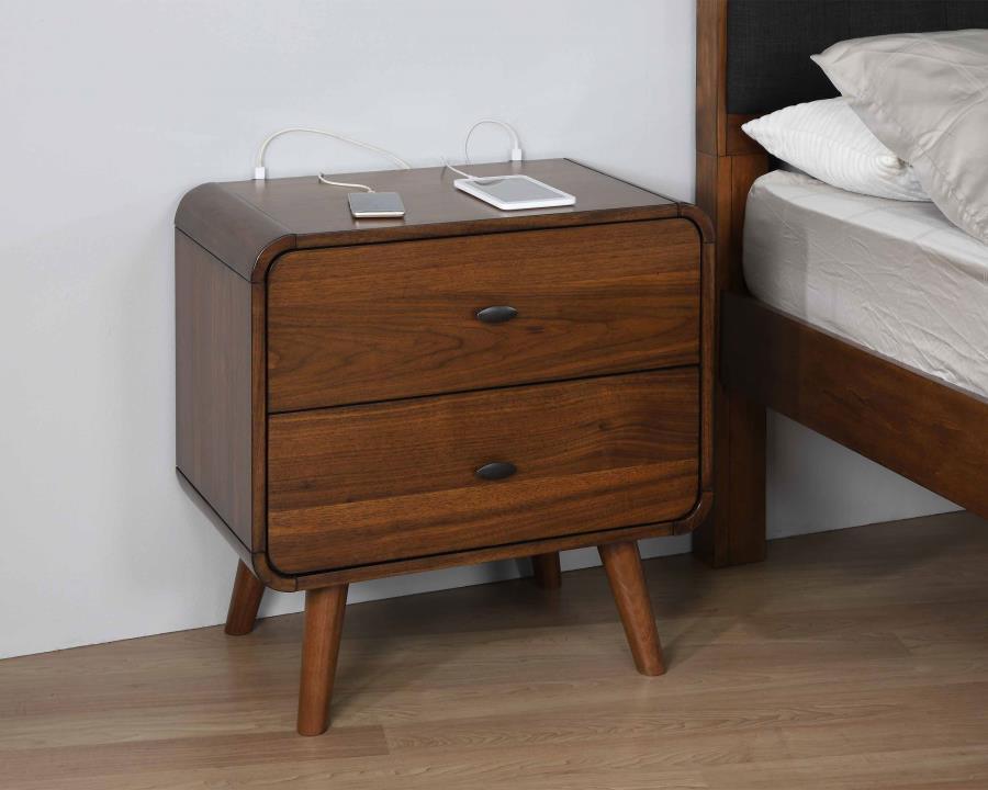 Robyn Bedroom Set with Upholstered Tufted Headboard Dark Walnut Coaster Queen, 5 Piece FredCo