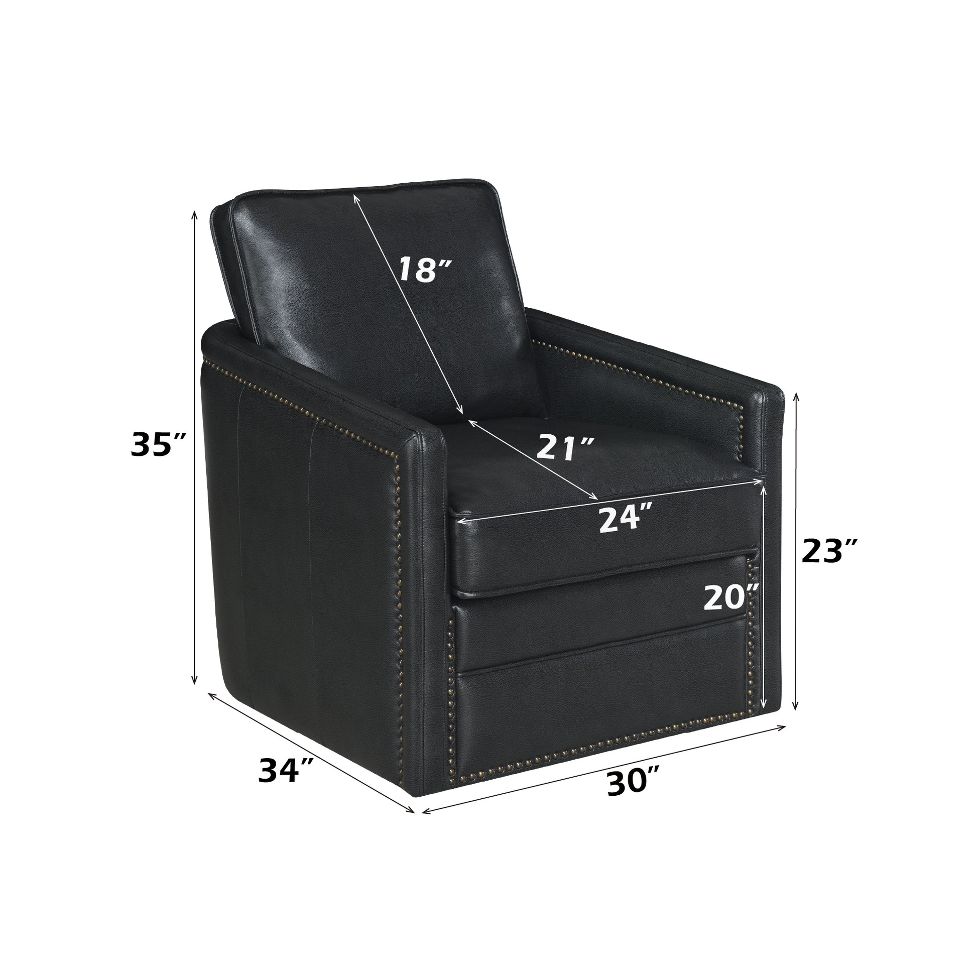 Rocha Black Leather Aire Swivel Chair W/Glider FredCo