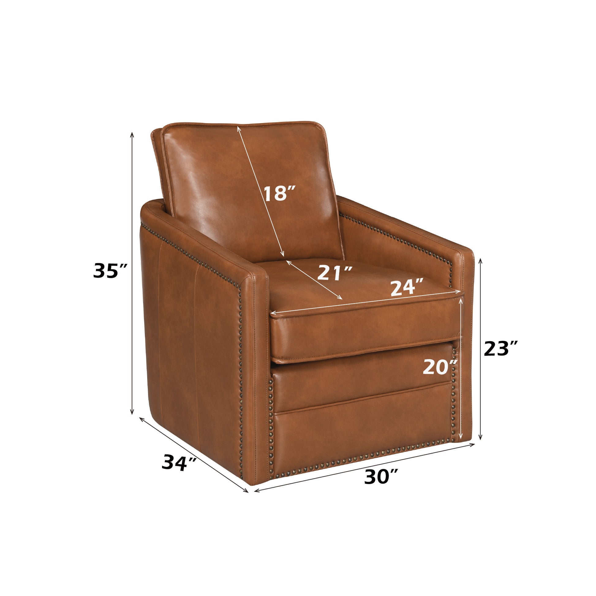 Rocha Brown Leather Aire Swivel Chair W/Glider FredCo