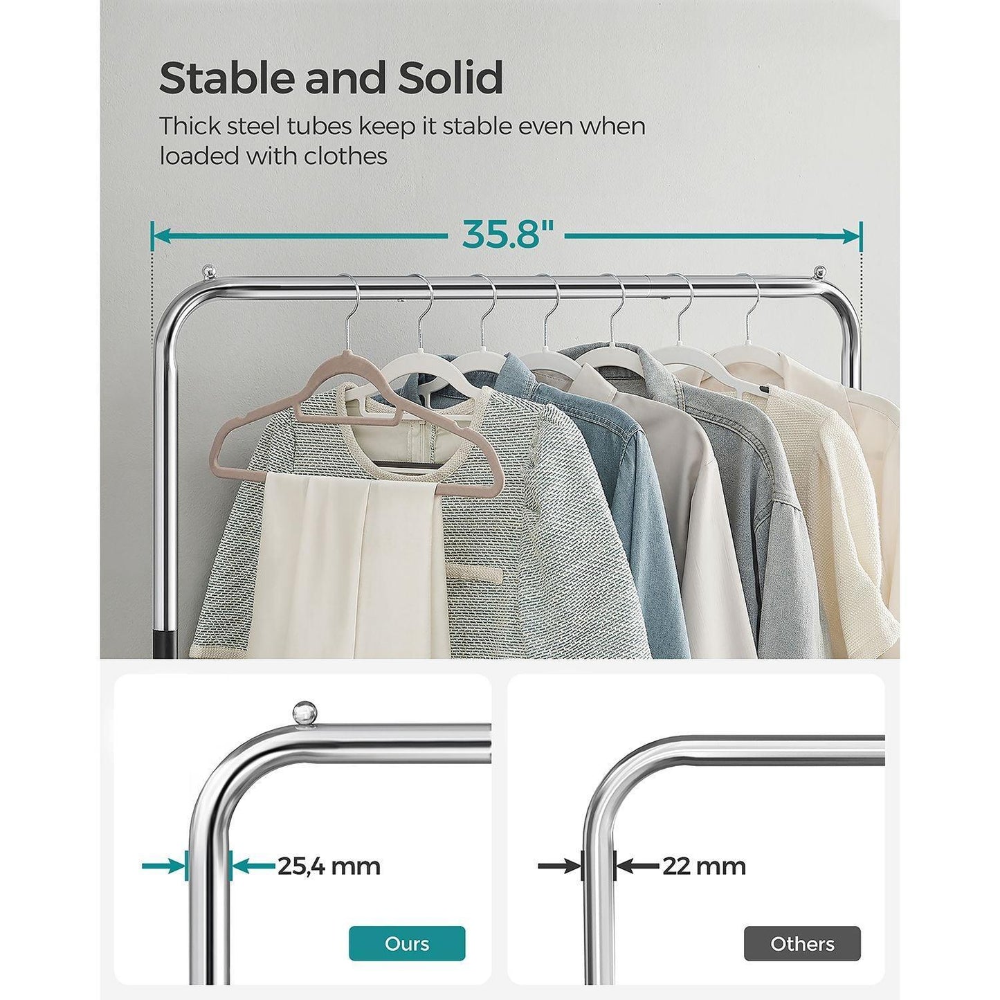 Rolling Clothes Rack with Storage Shelf FredCo