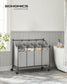 Rolling Laundry Basket with 4 Removable Bags Gray FredCo
