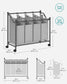 Rolling Laundry Basket with 4 Removable Bags Gray FredCo