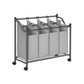 Rolling Laundry Basket with 4 Removable Bags Gray FredCo