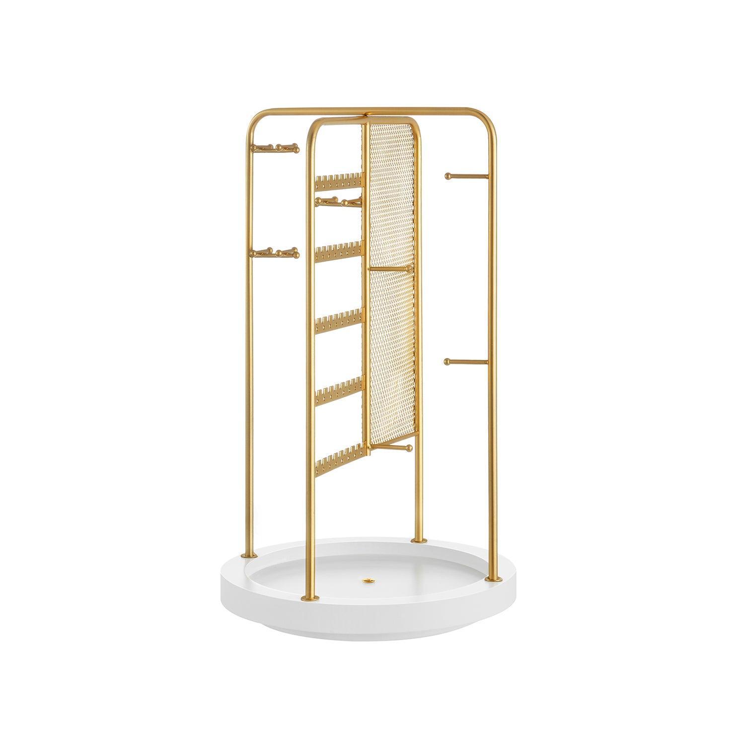 Rotating Jewellery Stand with a Bottom Tray Champagne Gold FredCo
