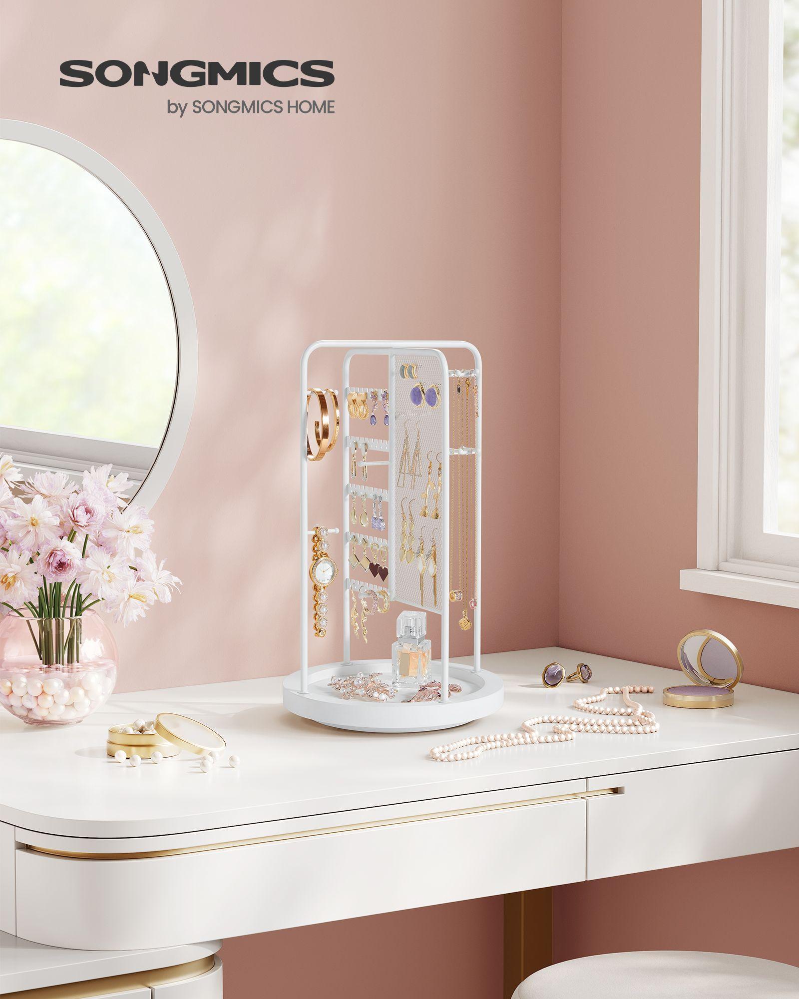 Rotating Jewellery Stand with a Bottom Tray Cloud White FredCo