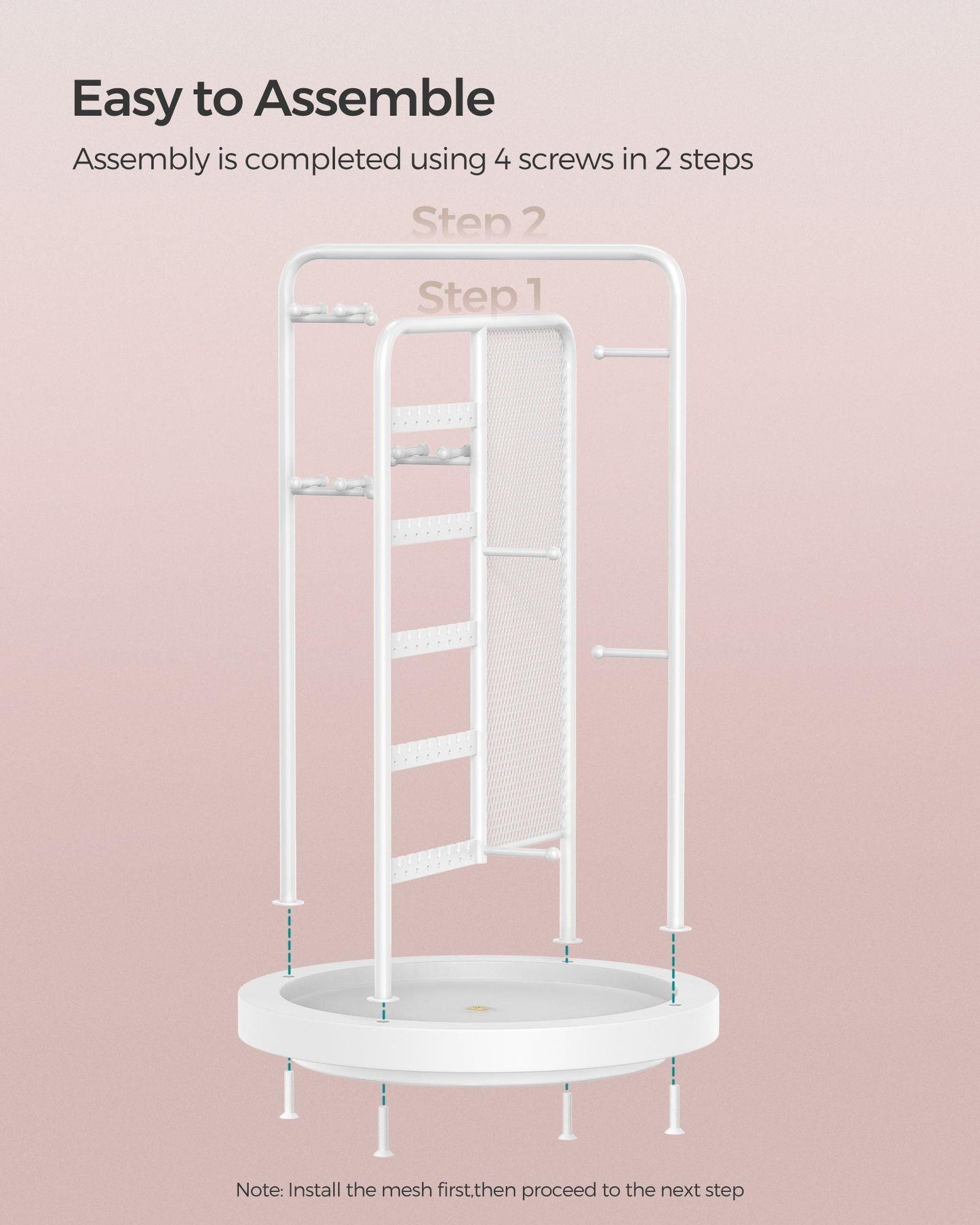 Rotating Jewellery Stand with a Bottom Tray Cloud White FredCo